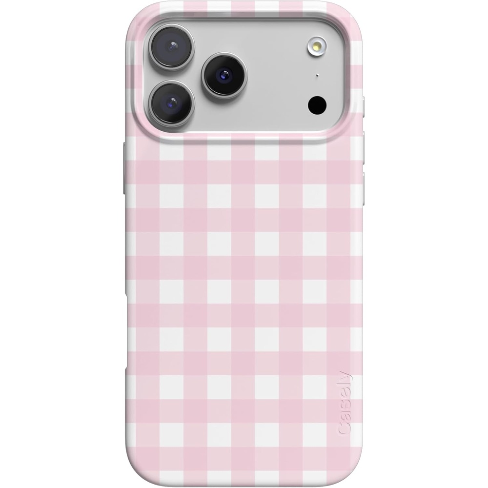 image:imageCasely iPhone 17 Pro Max Case Sunday Best Pink Plaid Compatible with MagSafe Classic Ultra Slim Design