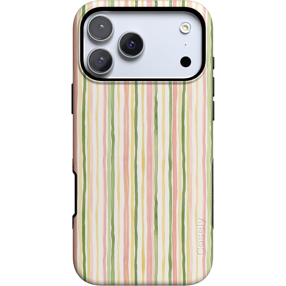 image:imageCasely iPhone 17 Pro Max Case Sweet Stripes Rainbow Pastel Bold Protective Design Compatible with MagSafe