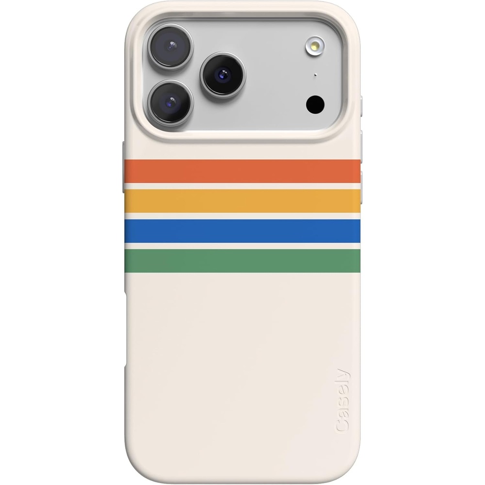 image:imageCasely iPhone 17 Pro Max Case Youre Dinomite Green Dinosaur Compatible with MagSafe Classic Ultra Thin DesignTotally Groovy Rainbow Stripes Color Block
