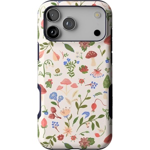 Casely iPhone 17 Pro Max Case | Blue & White Floral | Rose to Fame | Bold Protective Design | Compatible with MagSafe(Garden Party | Mushroom Floral)