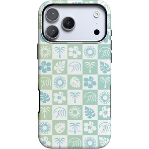 Casely iPhone 17 Pro Max Case | Blue & White Floral | Rose to Fame | Bold Protective Design | Compatible with MagSafe(Pura Vida | Coastal Checkers)