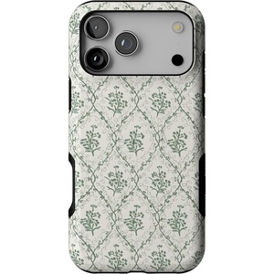 Casely iPhone 17 Pro Max Case | Blue & White Floral | Rose to Fame | Bold Protective Design | Compatible with MagSafe(Sage Tapestry | Floral Vines)