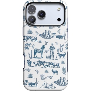 Casely iPhone 17 Pro Max Case | Blue & White Floral | Rose to Fame | Bold Protective Design | Compatible with MagSafe(Wild West Adventure | Desert)