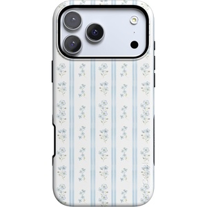 Casely iPhone 17 Pro Max Case | Cottage Stripe | Blue Floral | Bold Protective Design | Compatible with MagSafe