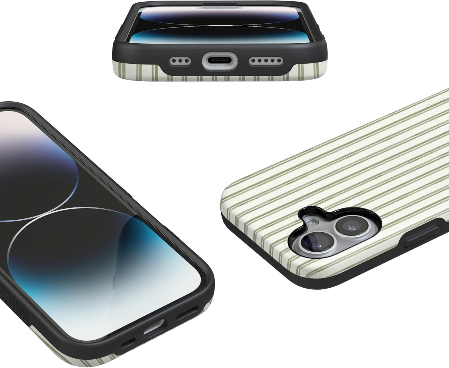 image:imageCasely iPhone 17 Case Linen Stripe The Boyfriend Collection Bold Protective Design Compatible with MagSafe