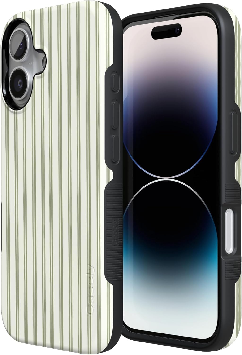 image:imageCasely iPhone 17 Case Linen Stripe The Boyfriend Collection Bold Protective Design Compatible with MagSafe