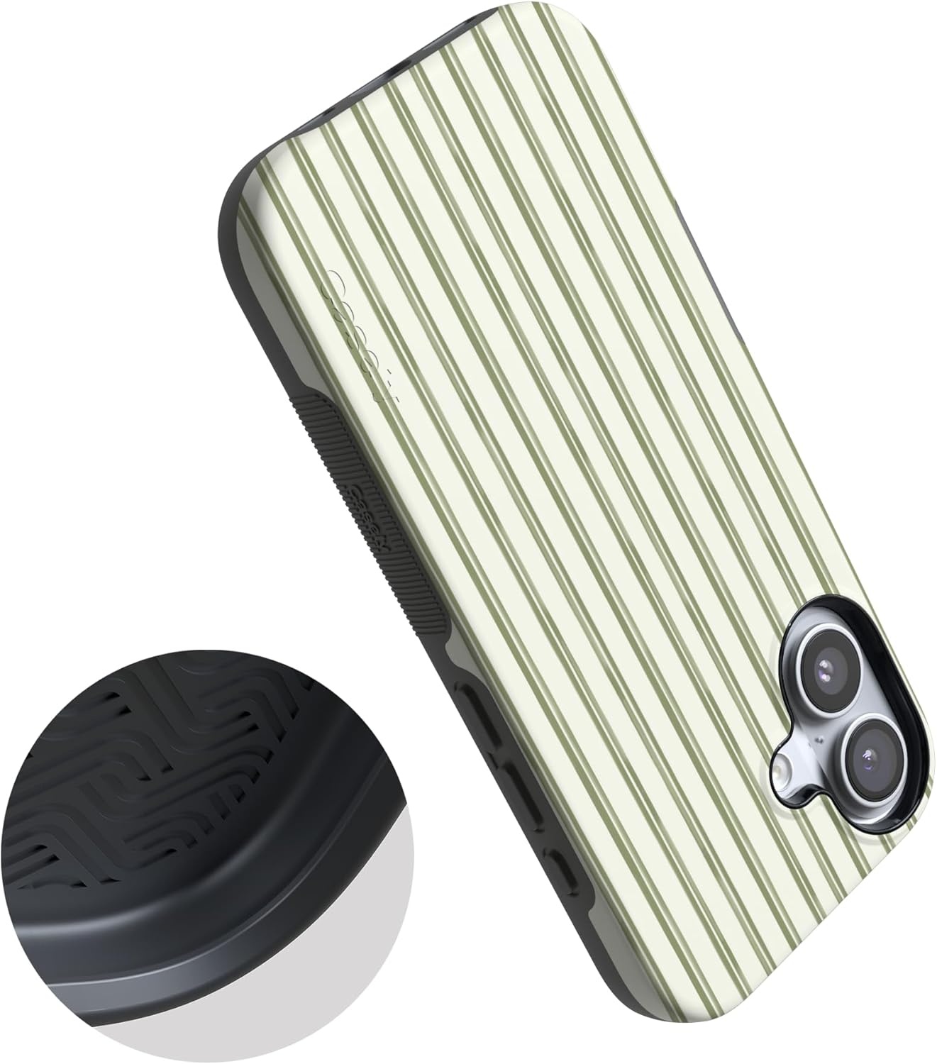 image:imageCasely iPhone 17 Case Linen Stripe The Boyfriend Collection Bold Protective Design Compatible with MagSafe