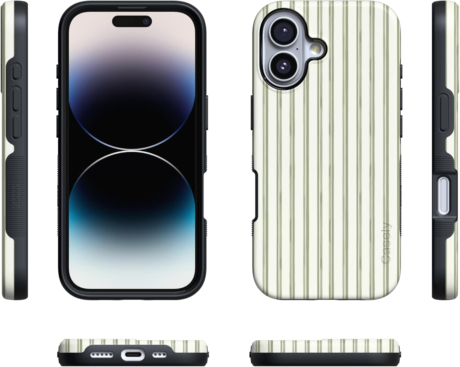 image:imageCasely iPhone 17 Case Linen Stripe The Boyfriend Collection Bold Protective Design Compatible with MagSafe