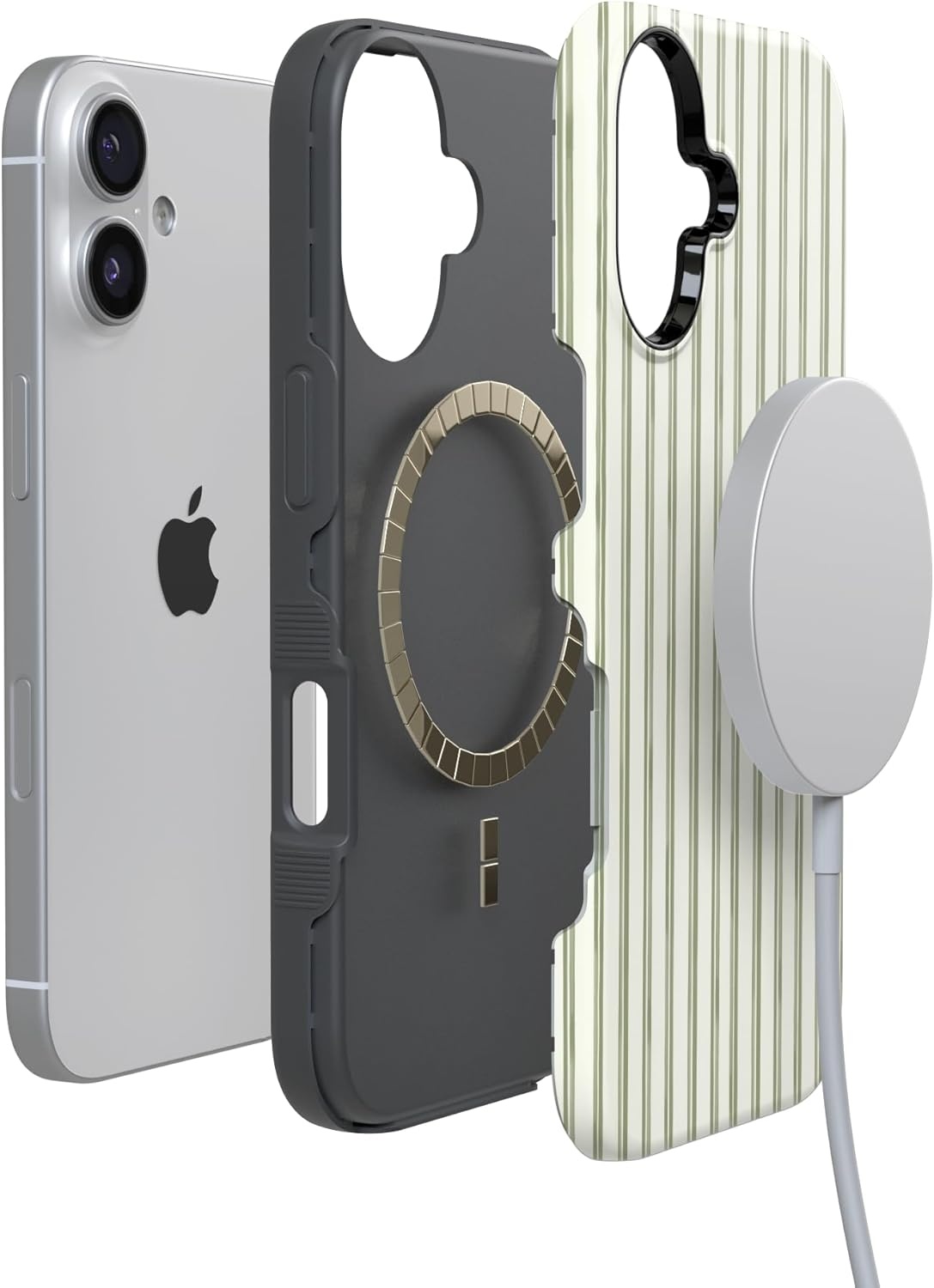 image:imageCasely iPhone 17 Case Linen Stripe The Boyfriend Collection Bold Protective Design Compatible with MagSafe