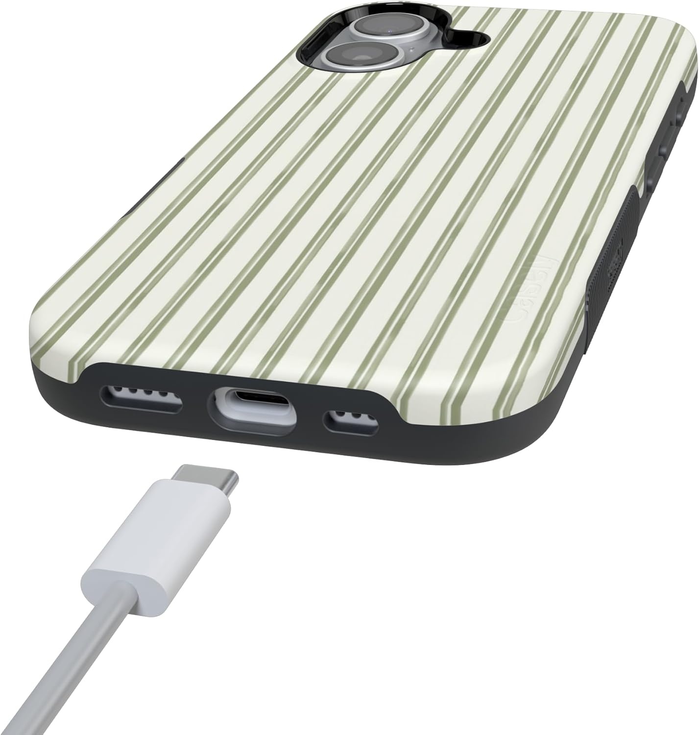 image:imageCasely iPhone 17 Case Linen Stripe The Boyfriend Collection Bold Protective Design Compatible with MagSafe