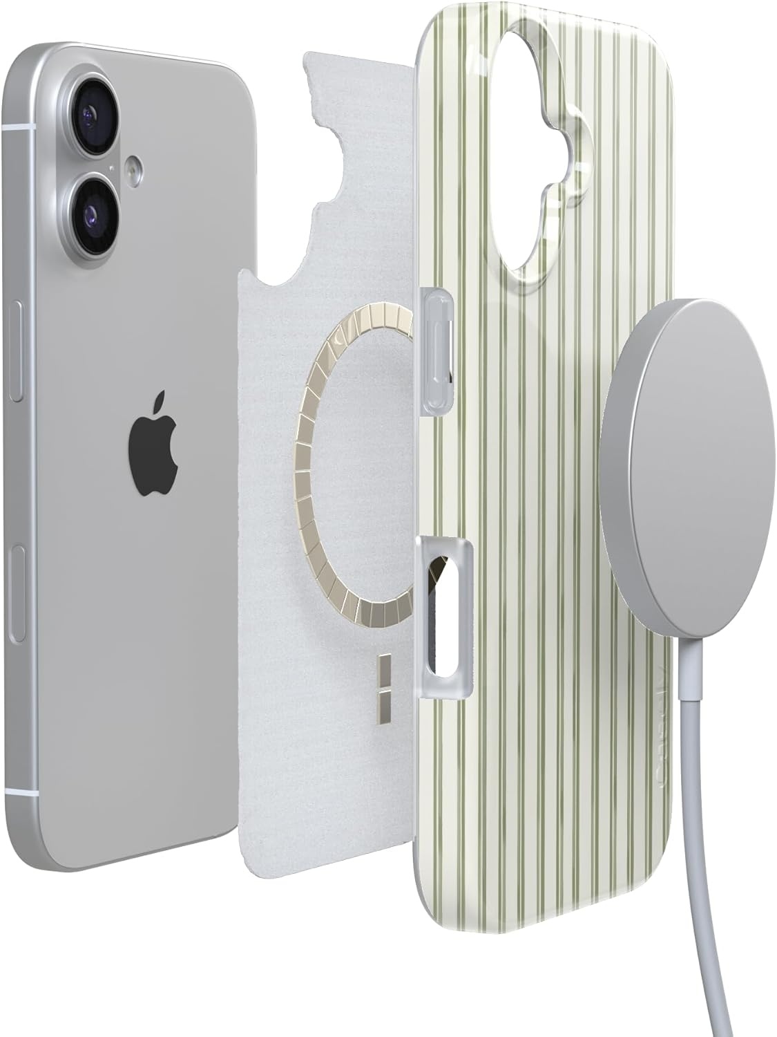 image:imageCasely iPhone 17 Case Linen Stripe The Boyfriend Collection Compatible with MagSafe Classic Ultra Thin Design