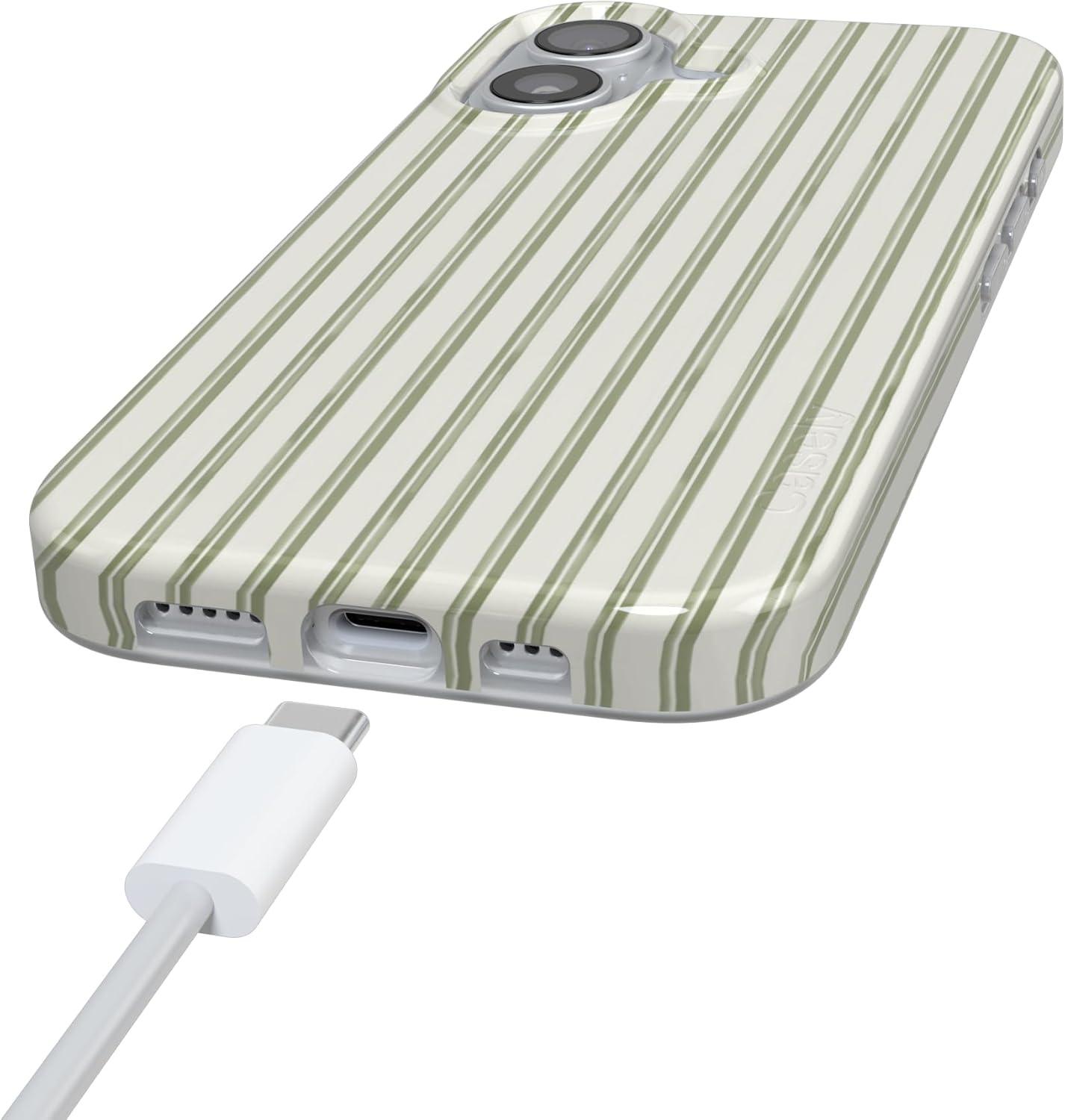 image:imageCasely iPhone 17 Case Linen Stripe The Boyfriend Collection Compatible with MagSafe Classic Ultra Thin Design