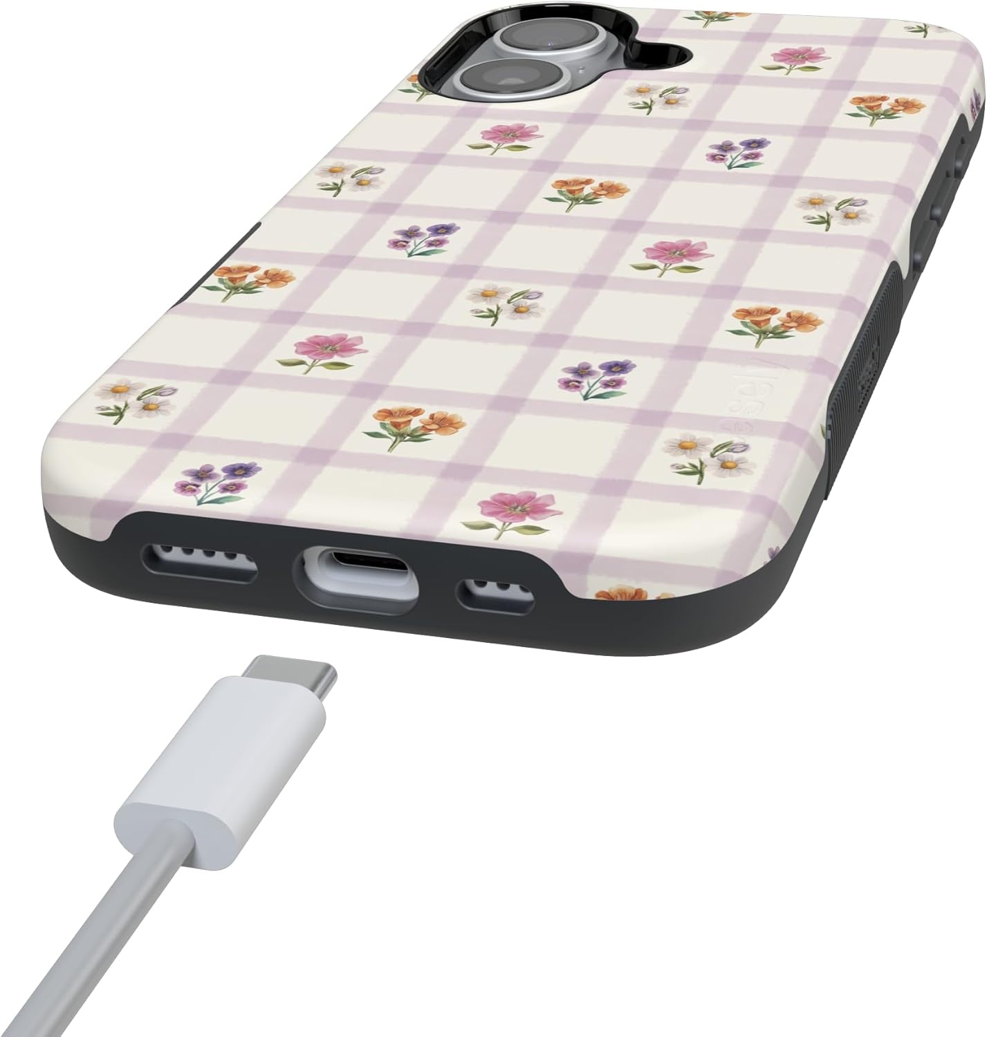 image:imageCasely iPhone 17 Case Meadow Check Floral Gingham Bold Protective Design Compatible with MagSafe