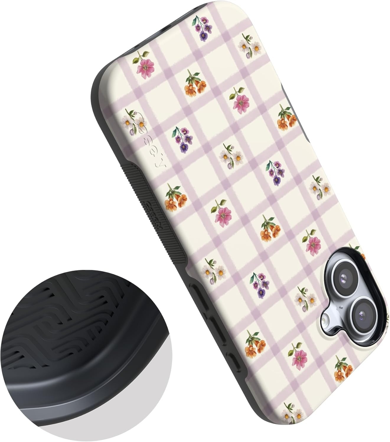 image:imageCasely iPhone 17 Case Meadow Check Floral Gingham Bold Protective Design Compatible with MagSafe