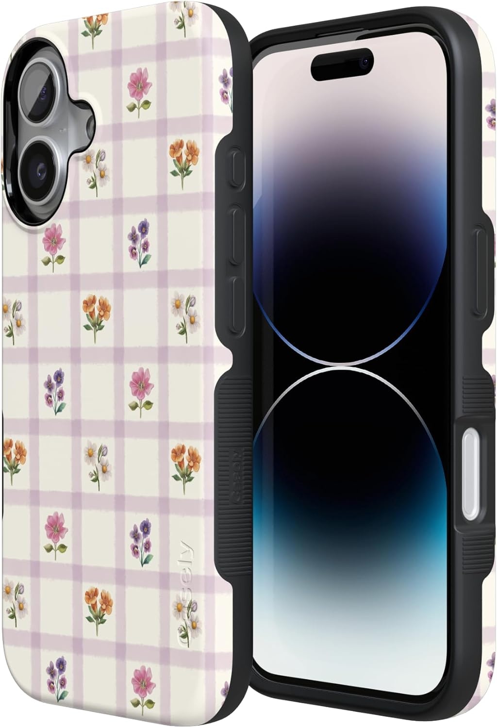 image:imageCasely iPhone 17 Case Meadow Check Floral Gingham Bold Protective Design Compatible with MagSafe