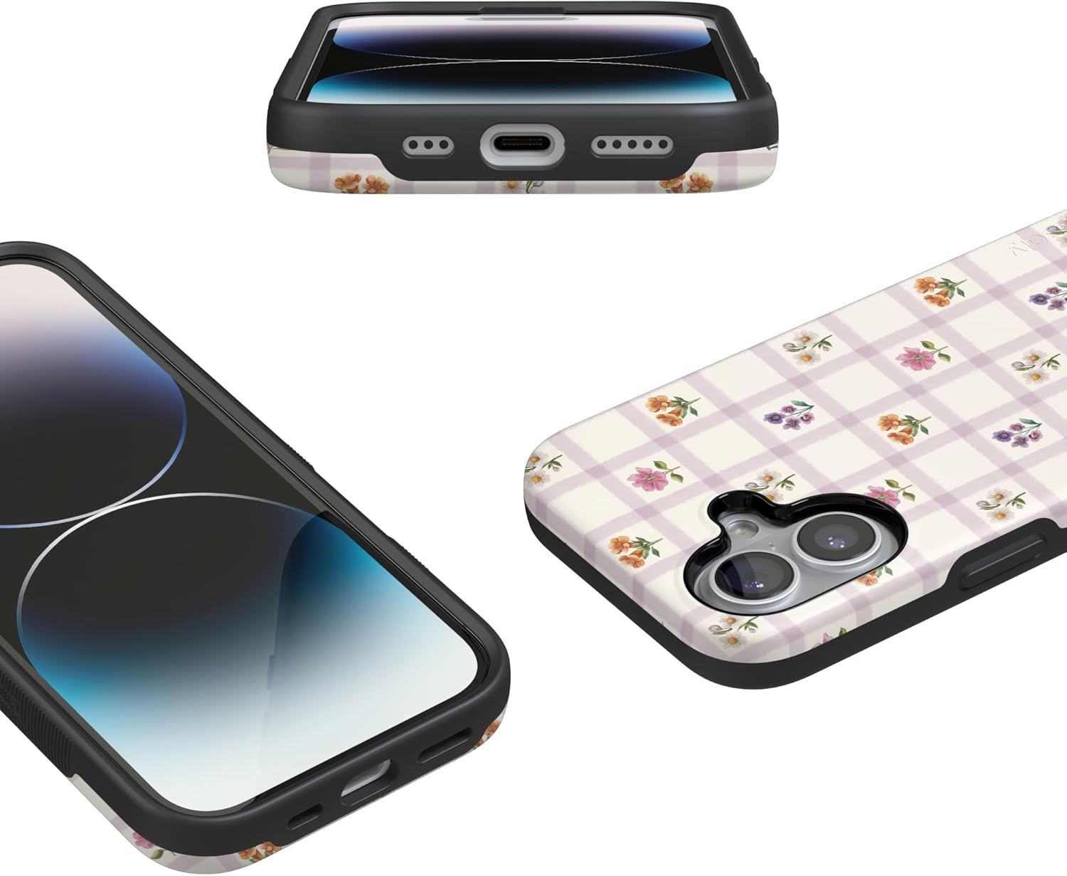 image:imageCasely iPhone 17 Case Meadow Check Floral Gingham Bold Protective Design Compatible with MagSafe
