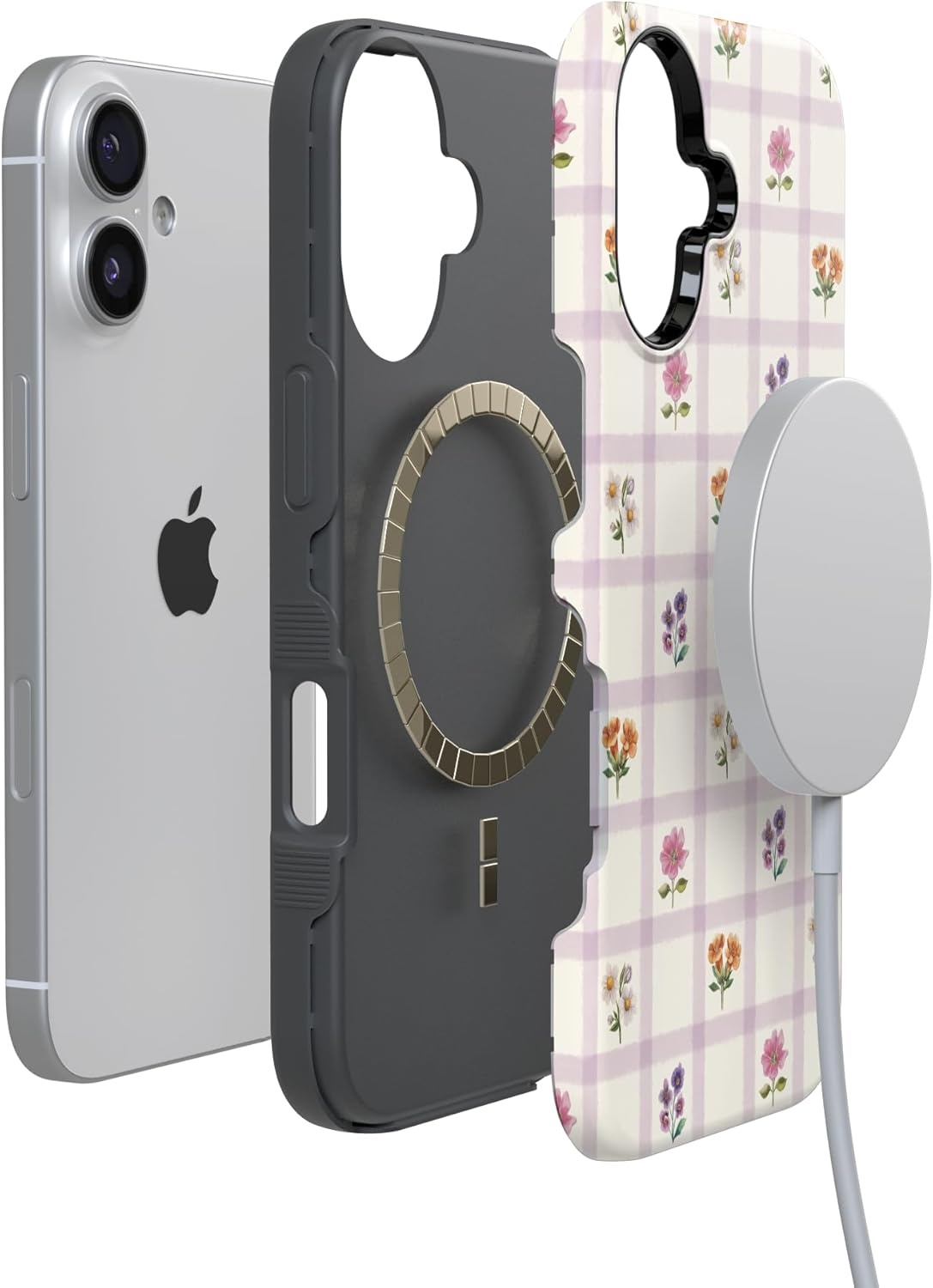 image:imageCasely iPhone 17 Case Meadow Check Floral Gingham Bold Protective Design Compatible with MagSafe