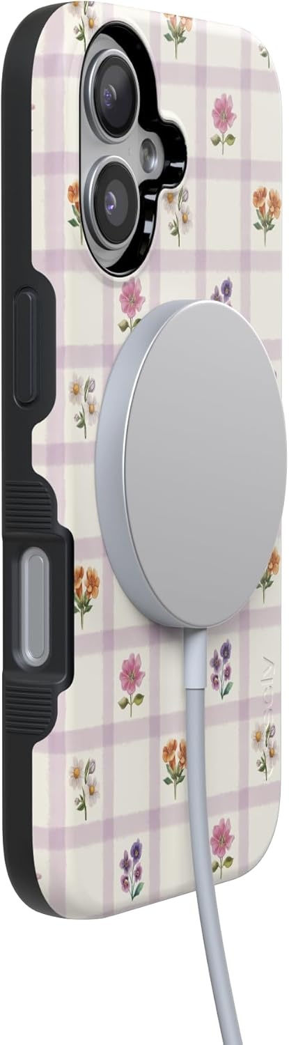 image:imageCasely iPhone 17 Case Meadow Check Floral Gingham Bold Protective Design Compatible with MagSafe