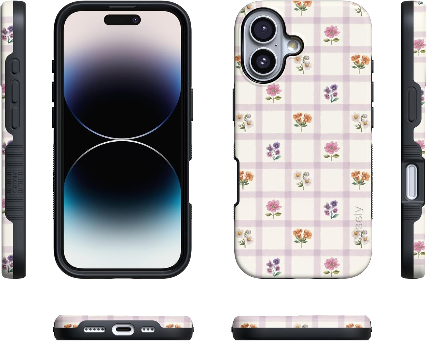 image:imageCasely iPhone 17 Case Meadow Check Floral Gingham Bold Protective Design Compatible with MagSafe