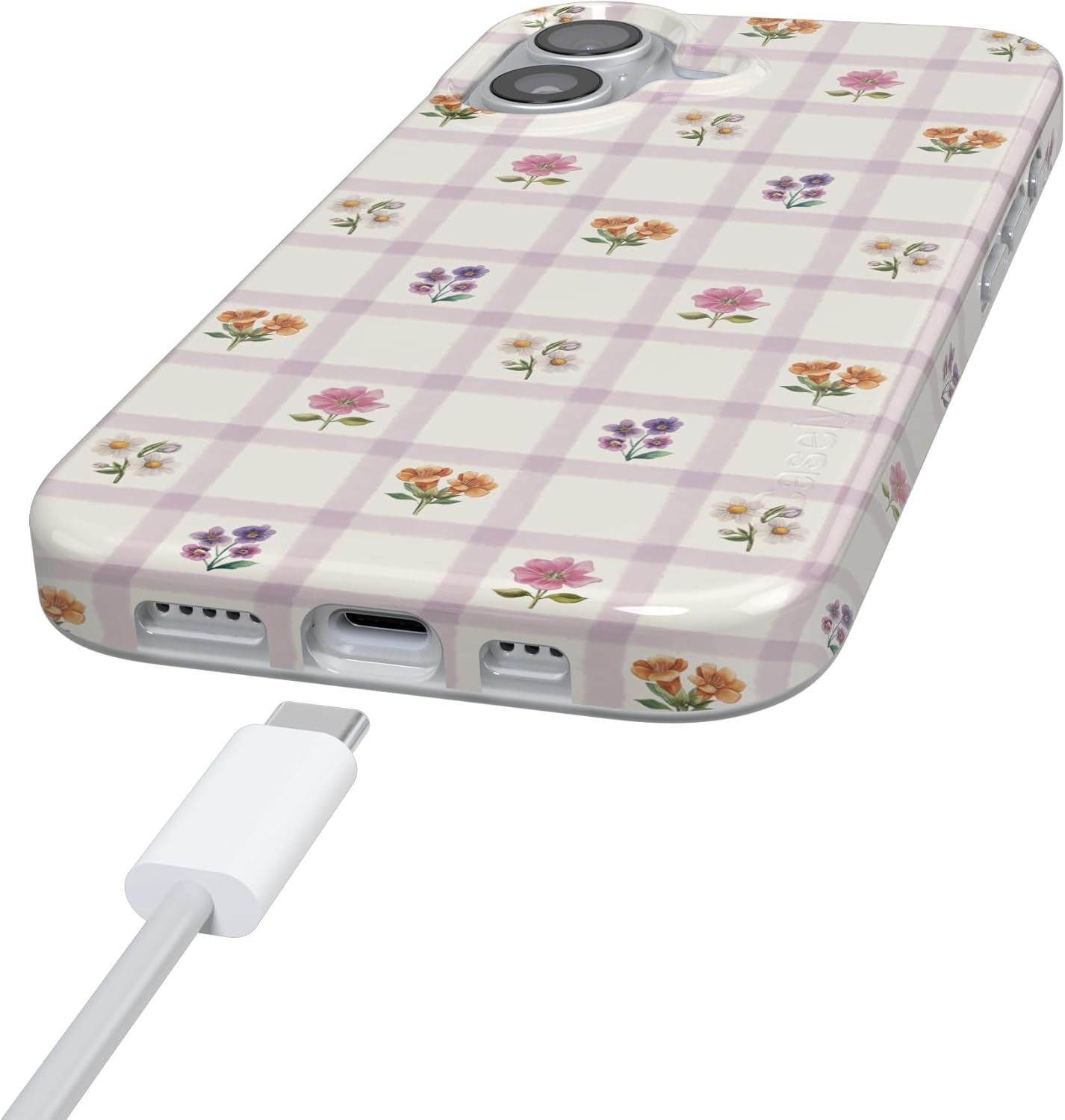 image:imageCasely iPhone 17 Case Meadow Check Floral Gingham Compatible with MagSafe Classic Ultra Thin Design