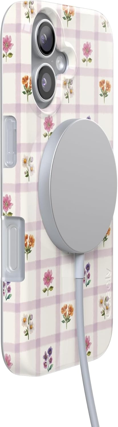 image:imageCasely iPhone 17 Case Meadow Check Floral Gingham Compatible with MagSafe Classic Ultra Thin Design
