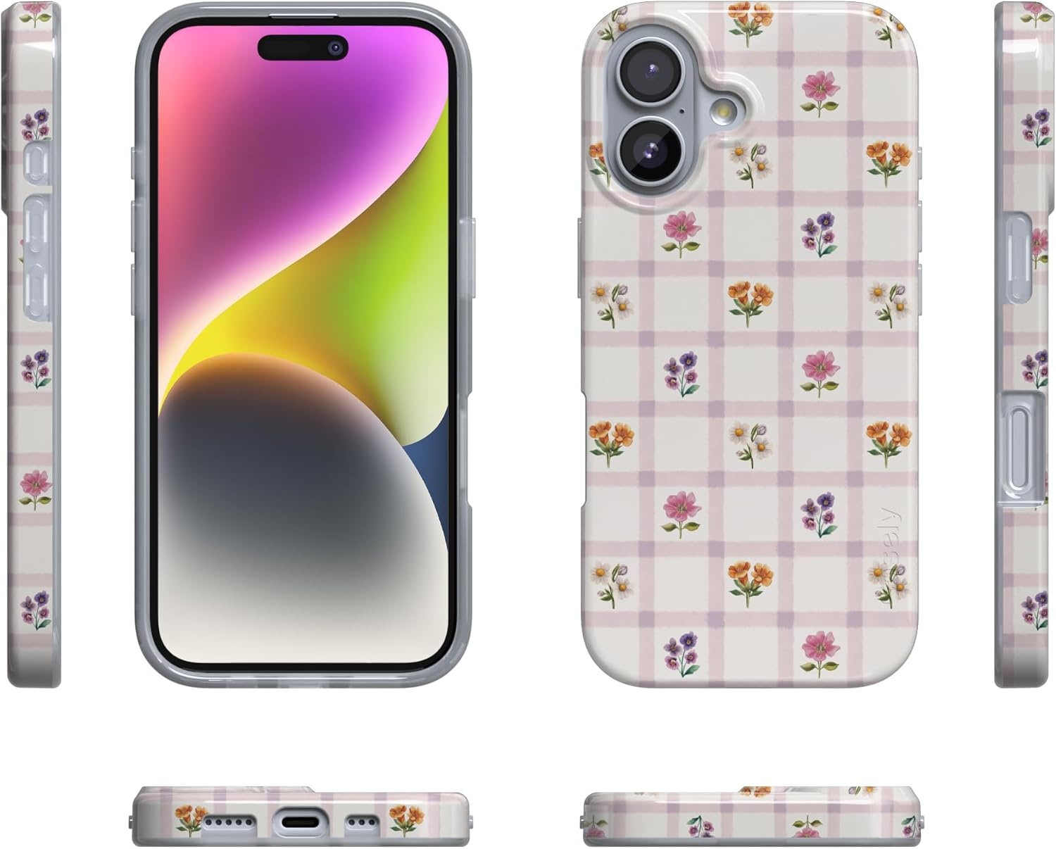 image:imageCasely iPhone 17 Case Meadow Check Floral Gingham Compatible with MagSafe Classic Ultra Thin Design
