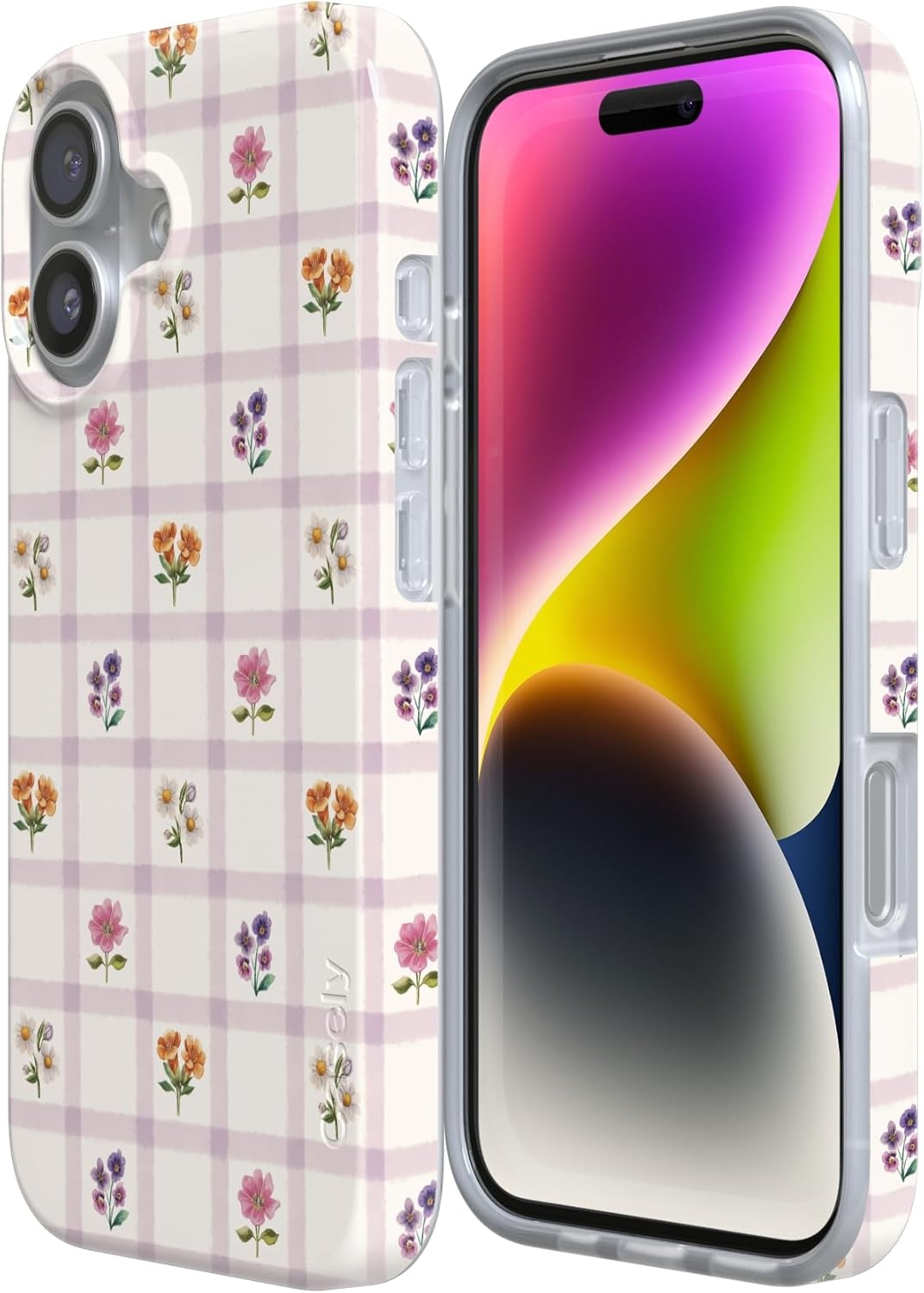 image:imageCasely iPhone 17 Case Meadow Check Floral Gingham Compatible with MagSafe Classic Ultra Thin Design