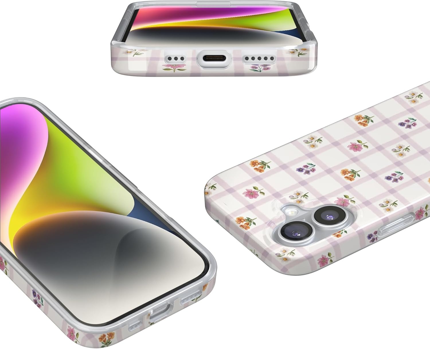 image:imageCasely iPhone 17 Case Meadow Check Floral Gingham Compatible with MagSafe Classic Ultra Thin Design