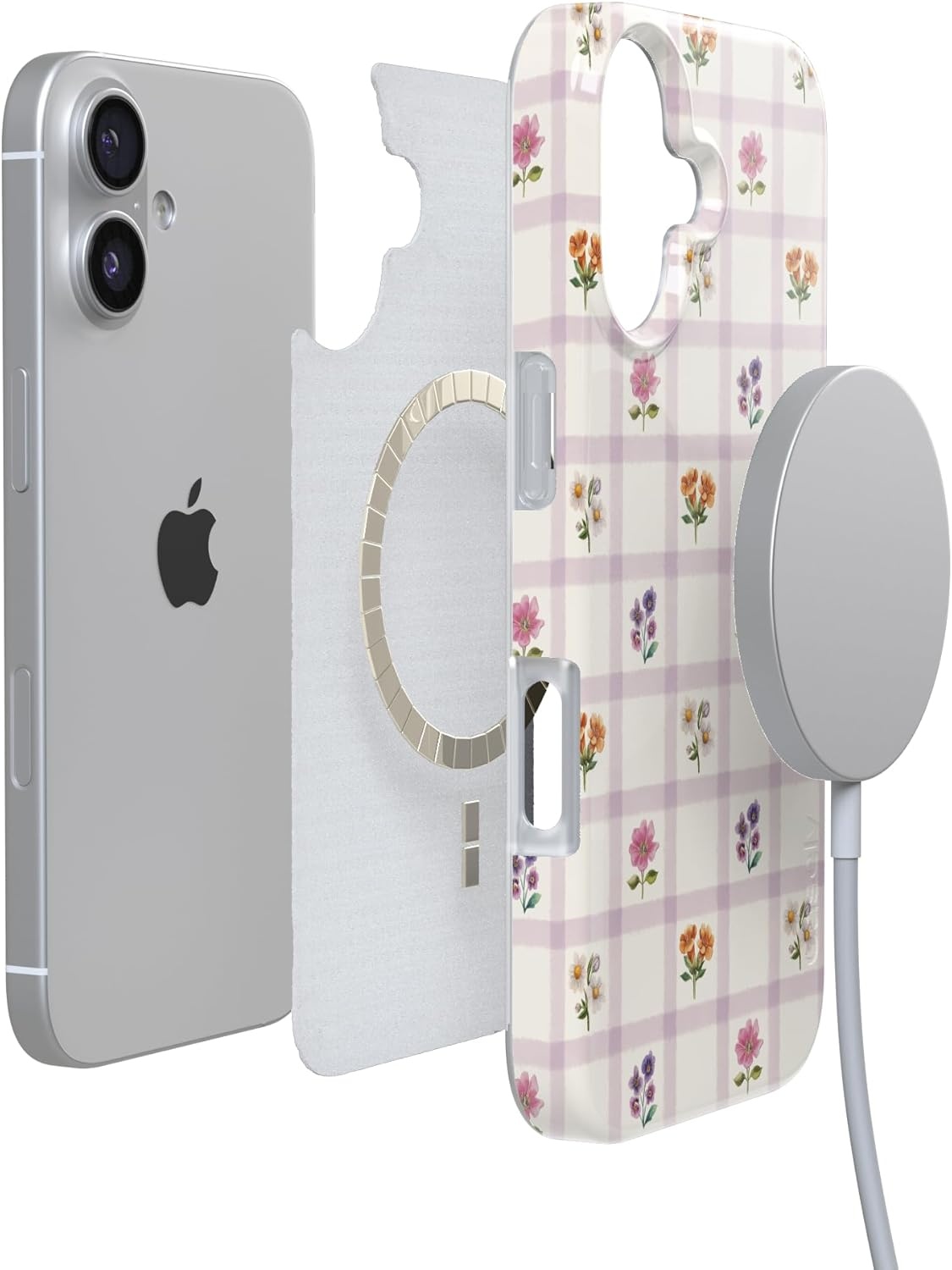 image:imageCasely iPhone 17 Case Meadow Check Floral Gingham Compatible with MagSafe Classic Ultra Thin Design