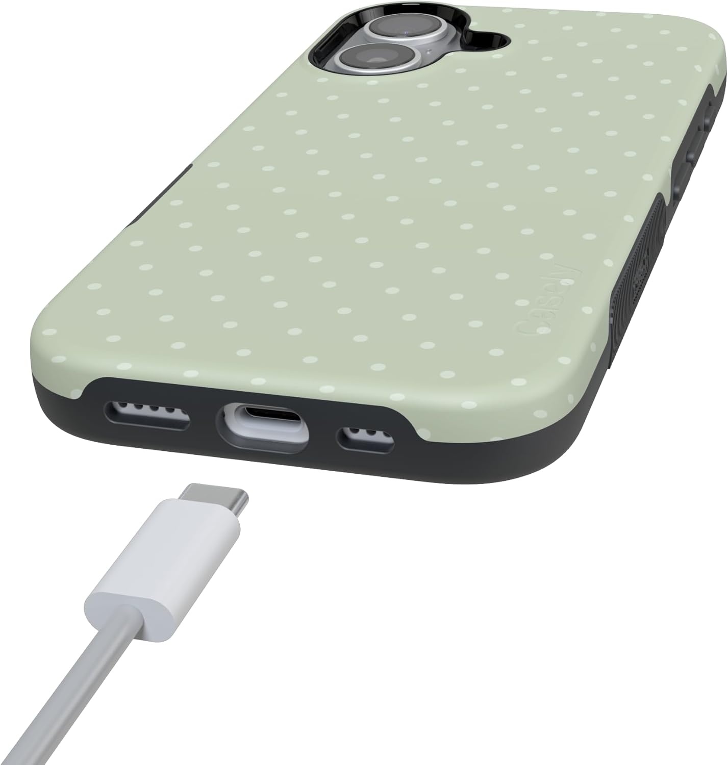 image:imageCasely iPhone 17 Case On the Dot Green Polka Dot Bold Protective Design Compatible with MagSafe