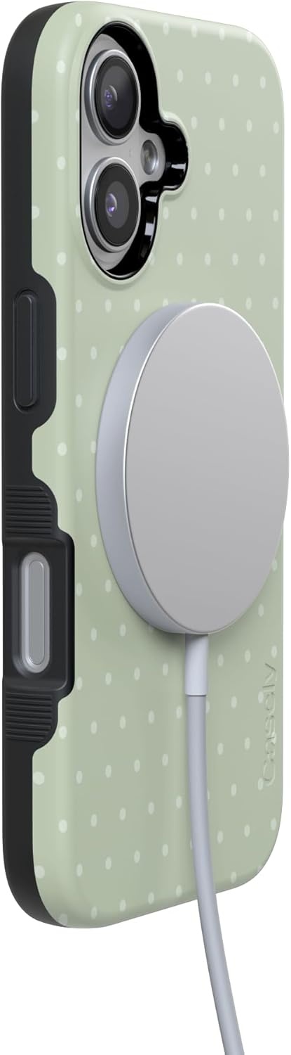 image:imageCasely iPhone 17 Case On the Dot Green Polka Dot Bold Protective Design Compatible with MagSafe
