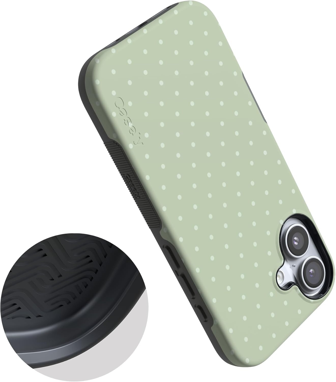 image:imageCasely iPhone 17 Case On the Dot Green Polka Dot Bold Protective Design Compatible with MagSafe