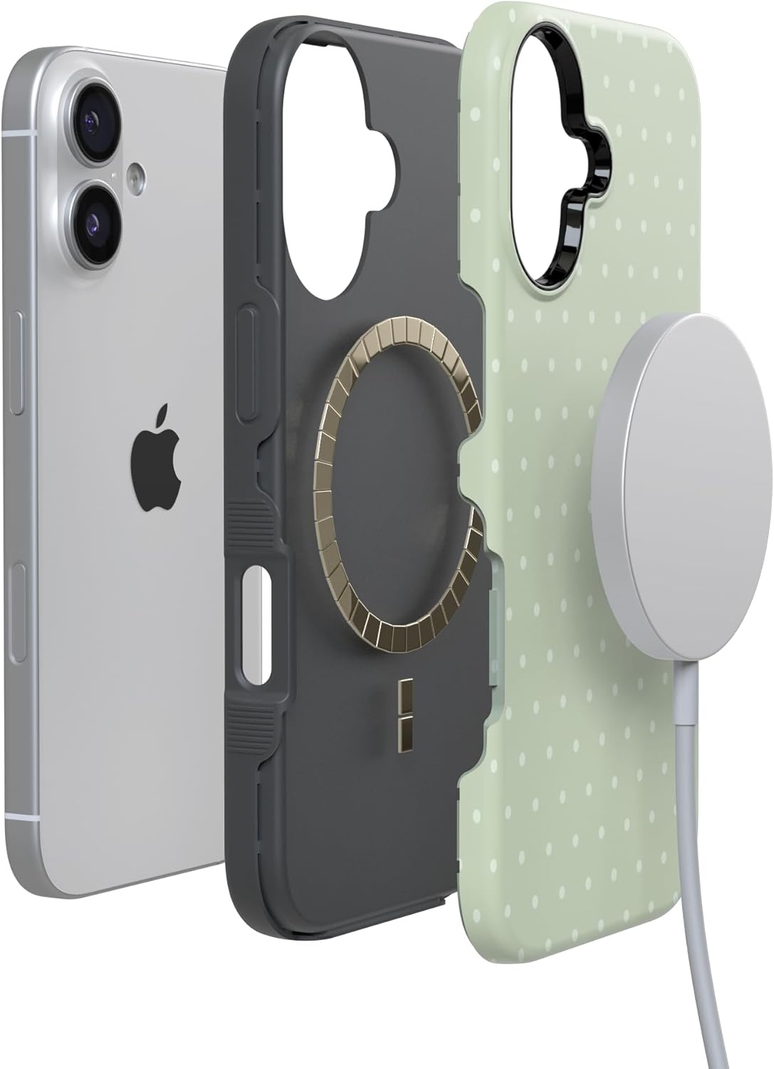 image:imageCasely iPhone 17 Case On the Dot Green Polka Dot Bold Protective Design Compatible with MagSafe