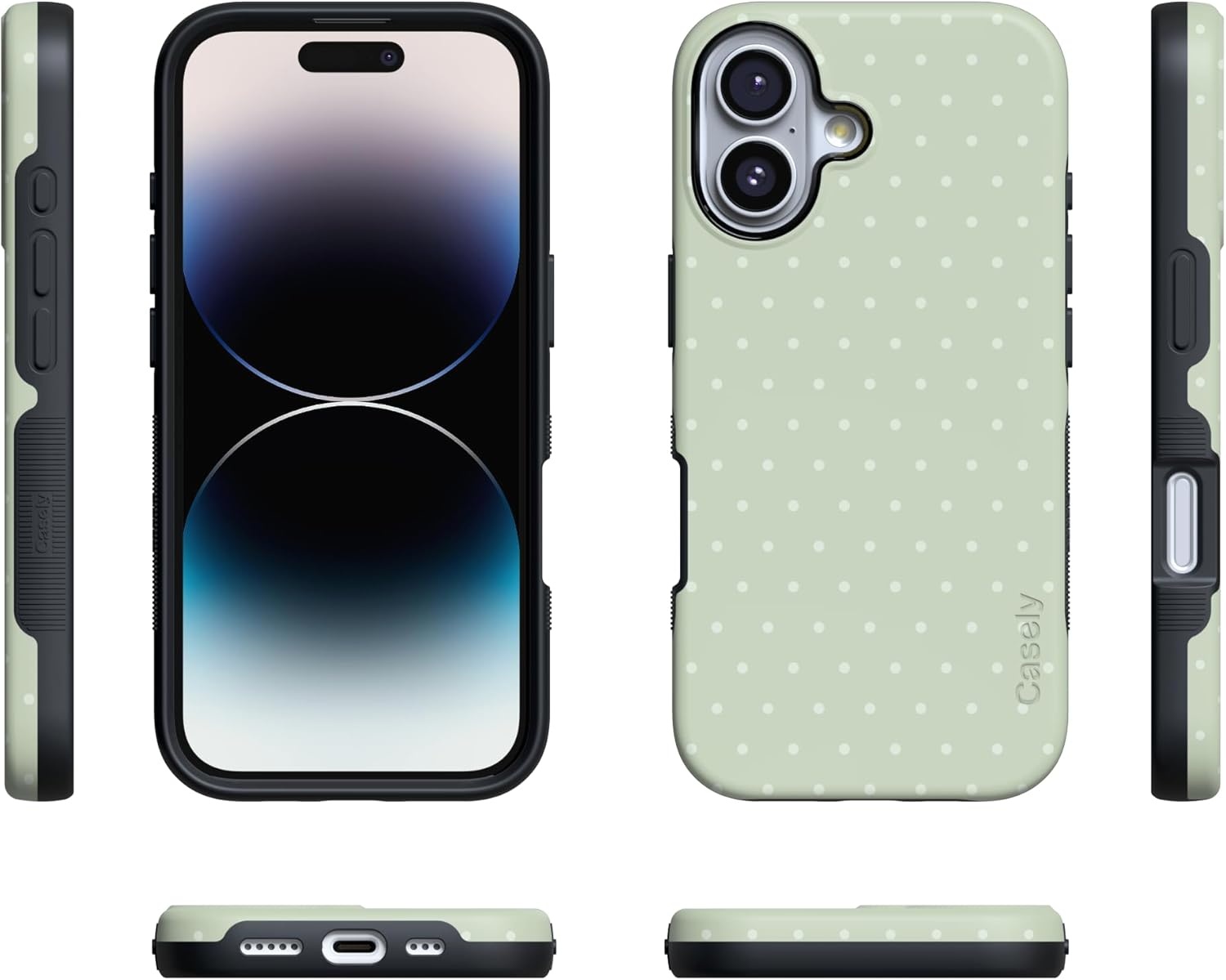 image:imageCasely iPhone 17 Case On the Dot Green Polka Dot Bold Protective Design Compatible with MagSafe