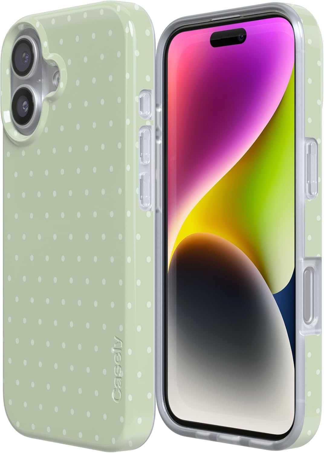 image:imageCasely iPhone 17 Case On the Dot Green Polka Dot Compatible with MagSafe Classic Ultra Thin Design