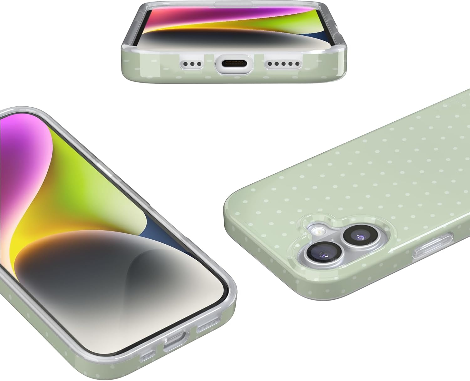 image:imageCasely iPhone 17 Case On the Dot Green Polka Dot Compatible with MagSafe Classic Ultra Thin Design