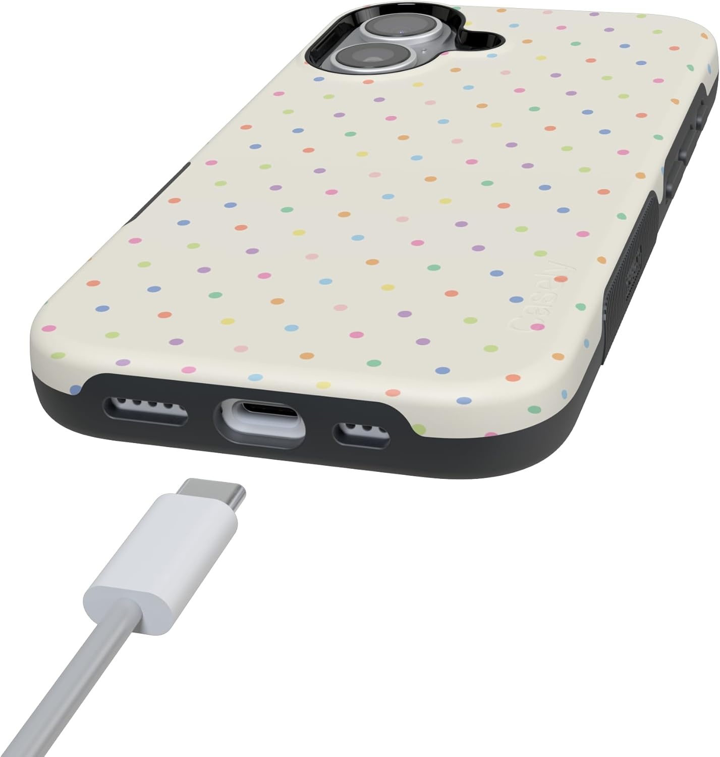 image:imageCasely iPhone 17 Case On the Dot Rainbow Polka Dot Bold Protective Design Compatible with MagSafe