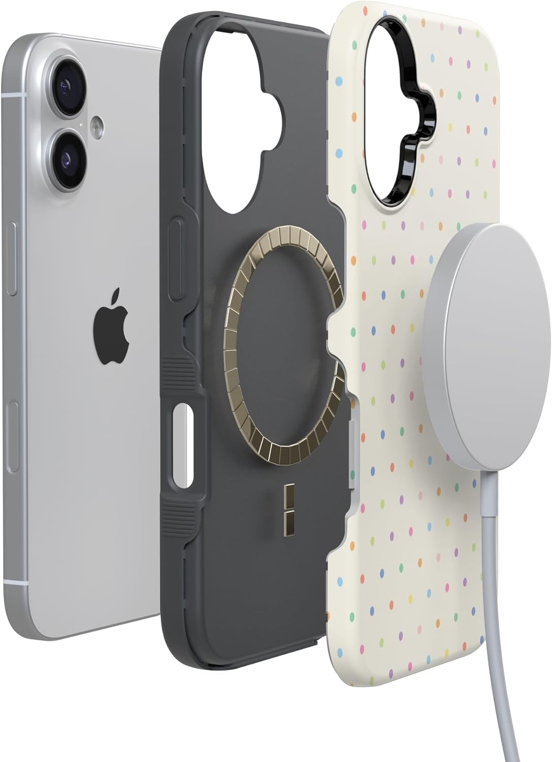 image:imageCasely iPhone 17 Case On the Dot Rainbow Polka Dot Bold Protective Design Compatible with MagSafe