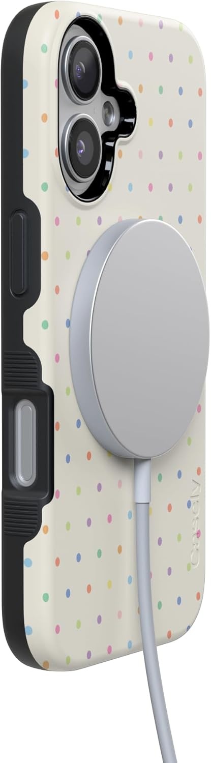 image:imageCasely iPhone 17 Case On the Dot Rainbow Polka Dot Bold Protective Design Compatible with MagSafe