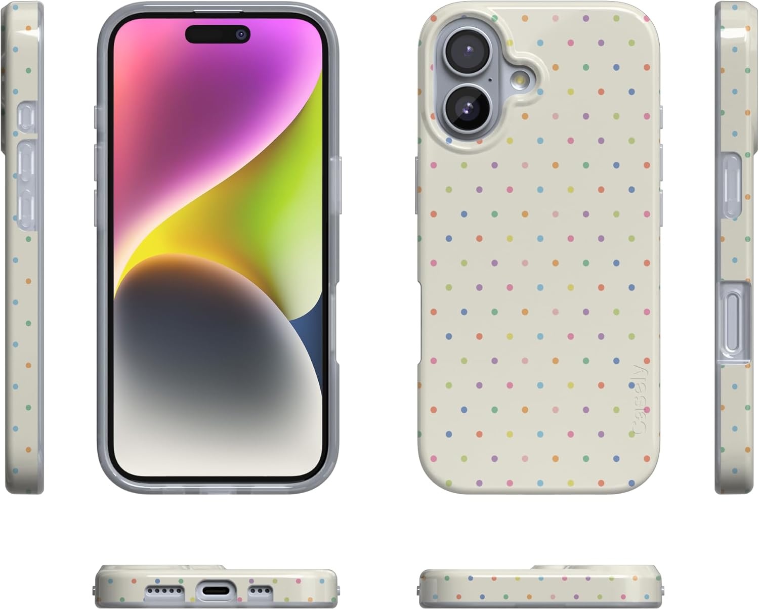 image:imageCasely iPhone 17 Case On the Dot Rainbow Polka Dot Compatible with MagSafe Classic Ultra Thin Design