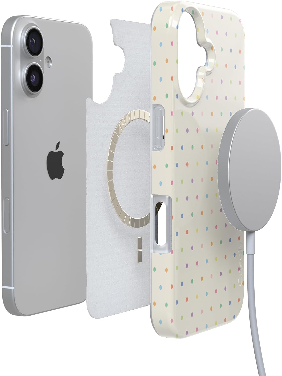 image:imageCasely iPhone 17 Case On the Dot Rainbow Polka Dot Compatible with MagSafe Classic Ultra Thin Design
