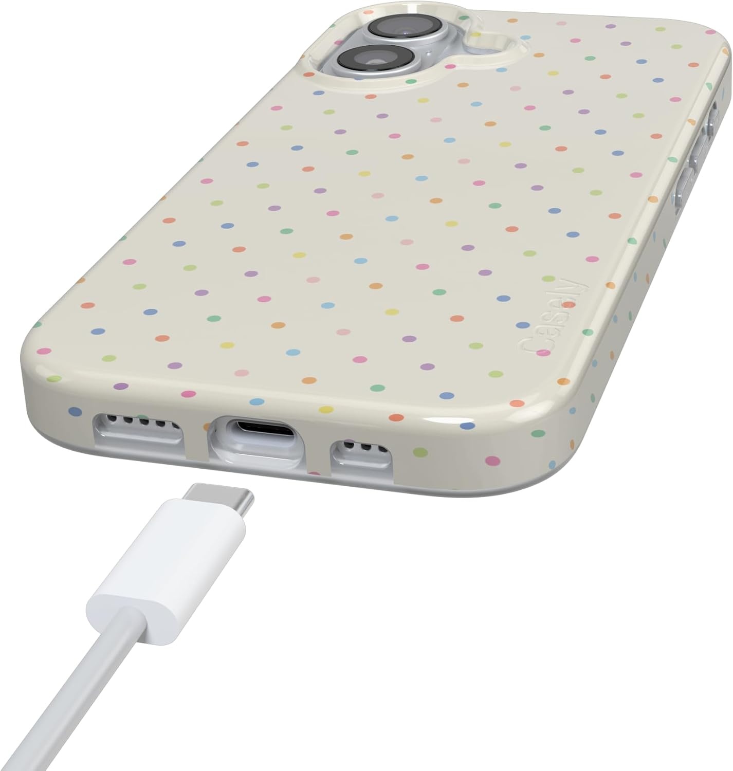 image:imageCasely iPhone 17 Case On the Dot Rainbow Polka Dot Compatible with MagSafe Classic Ultra Thin Design