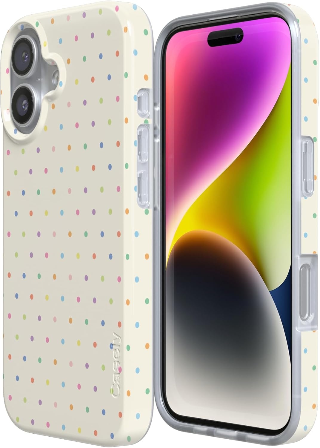 image:imageCasely iPhone 17 Case On the Dot Rainbow Polka Dot Compatible with MagSafe Classic Ultra Thin Design