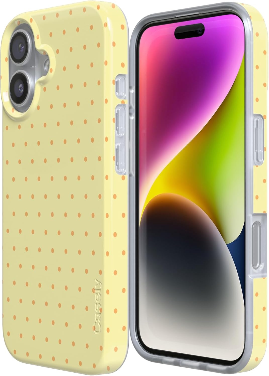 image:imageCasely iPhone 17 Case On the Dot Yellow Polka Dot Compatible with MagSafe Classic Ultra Thin Design