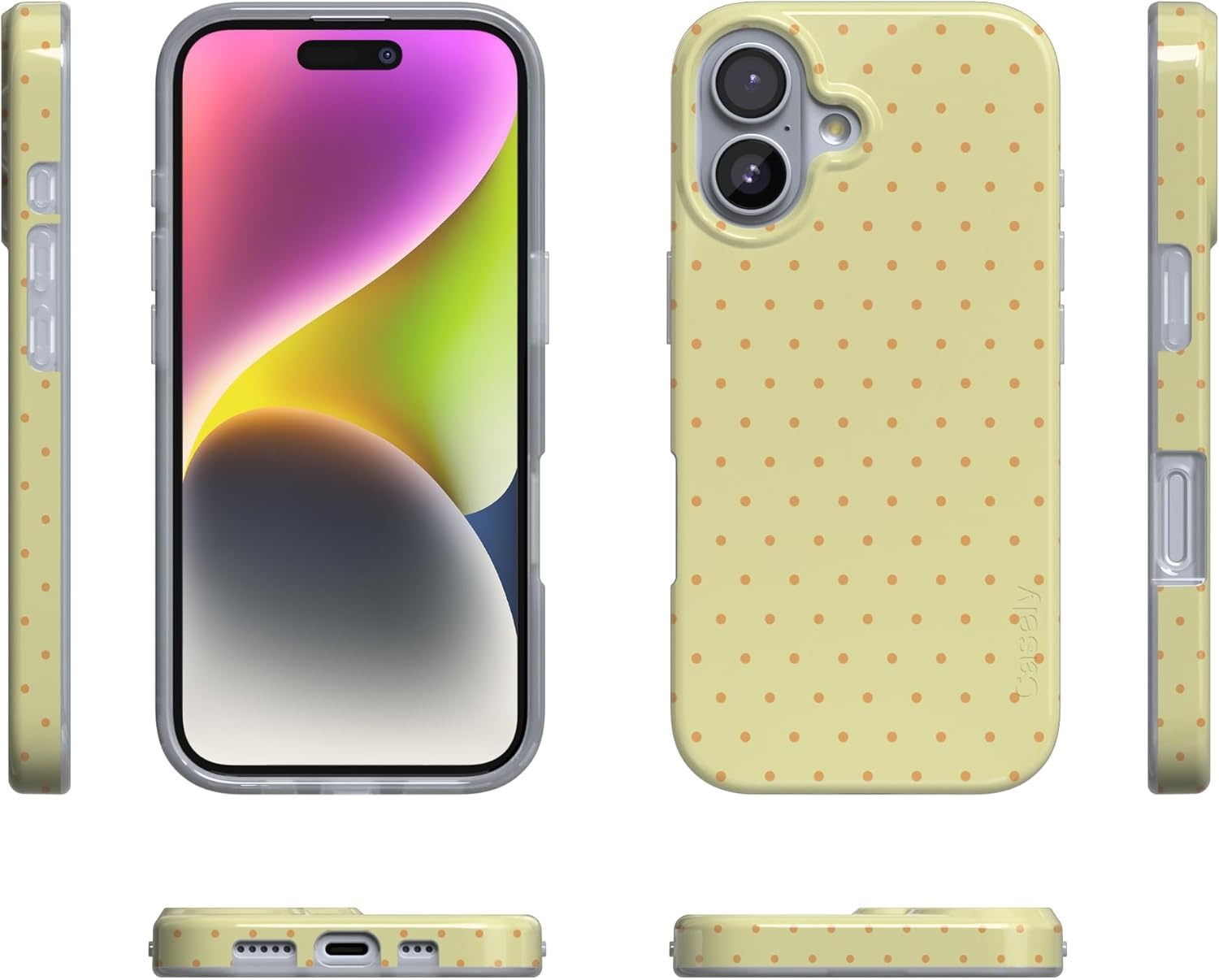 image:imageCasely iPhone 17 Case On the Dot Yellow Polka Dot Compatible with MagSafe Classic Ultra Thin Design