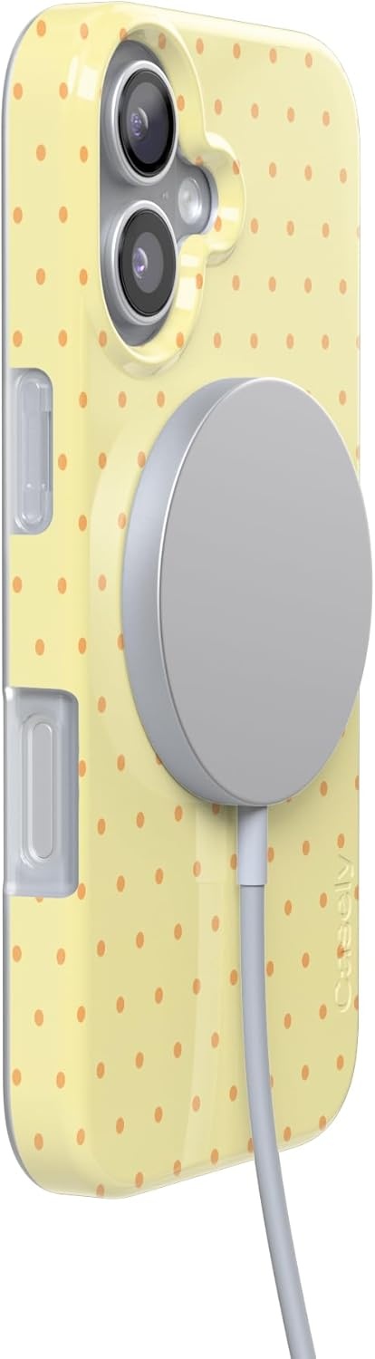 image:imageCasely iPhone 17 Case On the Dot Yellow Polka Dot Compatible with MagSafe Classic Ultra Thin Design