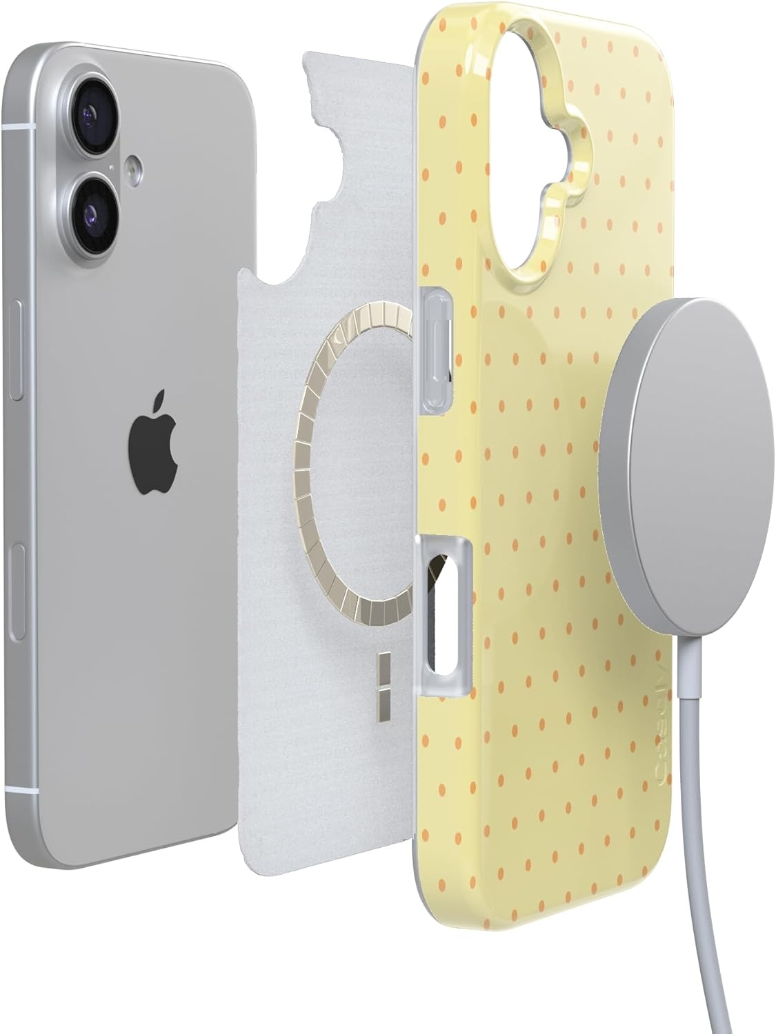 image:imageCasely iPhone 17 Case On the Dot Yellow Polka Dot Compatible with MagSafe Classic Ultra Thin Design