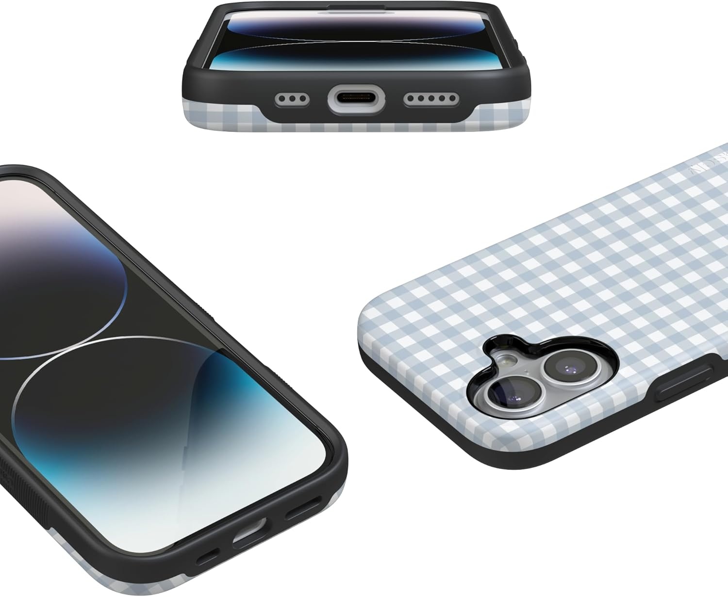 image:imageCasely iPhone 17 Case Pastel Picnic Blue Gingham Bold Protective Design Compatible with MagSafe