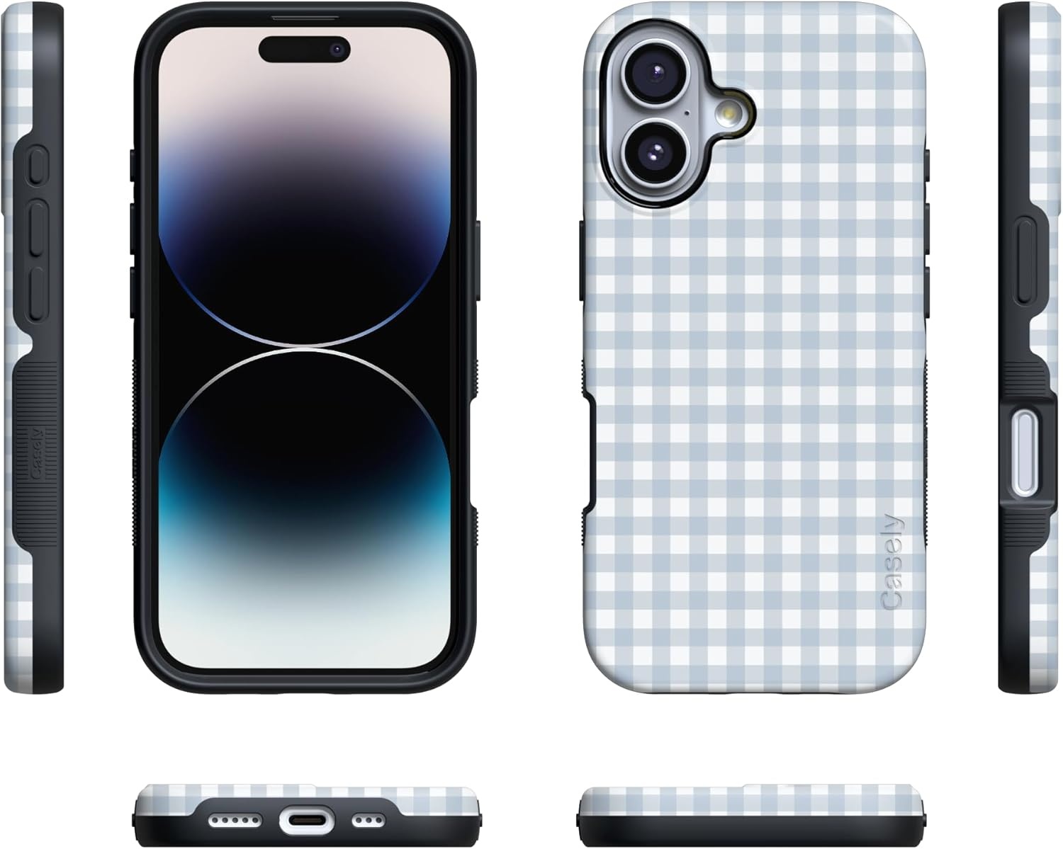 image:imageCasely iPhone 17 Case Pastel Picnic Blue Gingham Bold Protective Design Compatible with MagSafe