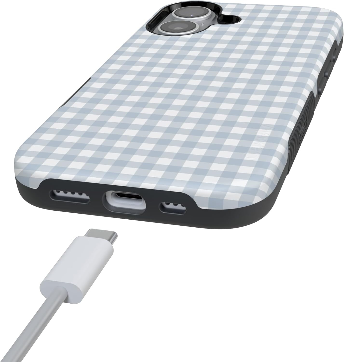 image:imageCasely iPhone 17 Case Pastel Picnic Blue Gingham Bold Protective Design Compatible with MagSafe